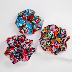 Scrunchie | SUGAR SUGAR, XL Tropical -monivärinen sininen hiusdonitsi