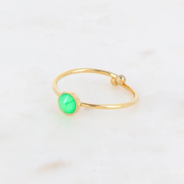 Sormus, BOHM PARIS | Bague Ally -neonvihreä kristallisormus