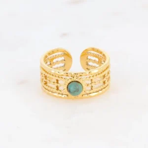 Sormus, BOHM PARIS | Bague Anaïs -dorée avec turquoise africaine