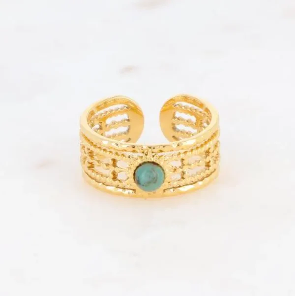 Sormus, BOHM PARIS | Bague Anaïs -dorée avec turquoise africaine