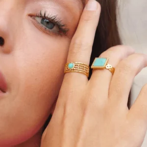 Sormus, BOHM PARIS | Bague Anaïs -dorée avec amazonite