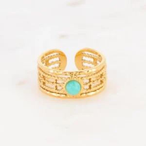 Sormus, BOHM PARIS | Bague Anaïs -dorée avec amazonite