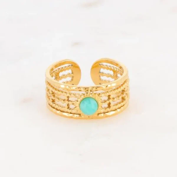 Sormus, BOHM PARIS | Bague Anaïs -dorée avec amazonite
