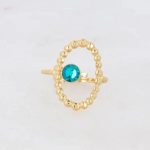 Sormus, BOHM PARIS | Bague Bulles -tummanturkoosi ovaalisormus