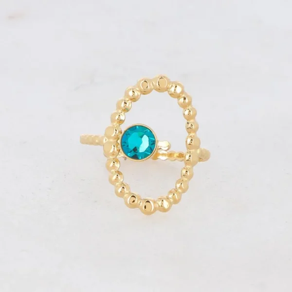 Sormus, BOHM PARIS | Bague Bulles -tummanturkoosi ovaalisormus