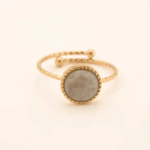 Sormus, BOHM PARIS | Bague Chloe -labradoriitti luonnonkivisormus