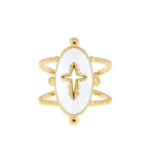Sormus, BOHM PARIS | Bague Gabrielle dorée blanc -ristisormus