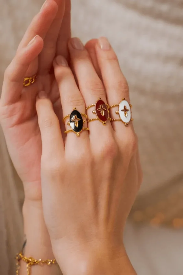 Sormus, BOHM PARIS | Bague Gabrielle dorée blanc -ristisormus