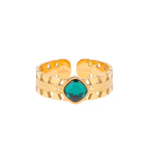Sormus, BOHM PARIS | Bague Ghita dorée avec cristal emerald green