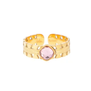 Sormus, BOHM PARIS | Bague Ghita dorée avec cristal vintage rose
