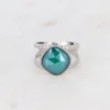 Sormus, BOHM PARIS | Bague Léa rhodium avec crystal royal green