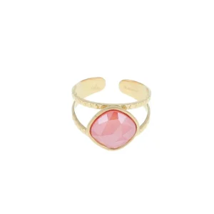 Sormus, BOHM PARIS | Bague Léa dorée avec crystal light coral