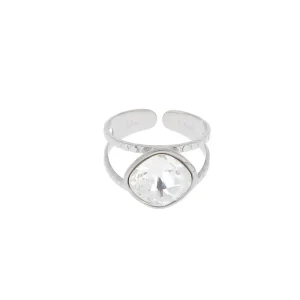 Sormus, BOHM PARIS | Bague Léa rhodium avec crystal clair
