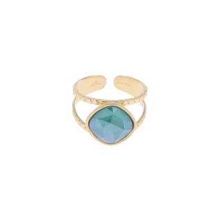 Sormus, BOHM PARIS | Bague Léa dorée avec crystal royal green