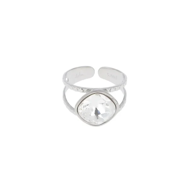 Sormus, BOHM PARIS | Bague Léa rhodium avec crystal clair