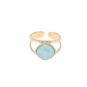 Sormus, BOHM PARIS | Bague Léa dorée avec mint crystal