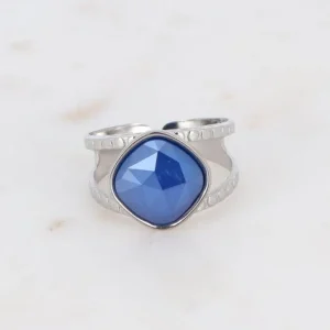 Sormus, BOHM PARIS | Bague Léa rhodium avec crystal royal blue