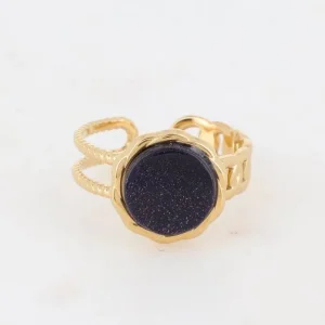 Sormus, BOHM PARIS | Bague Luce -dorée avec pierre de sable bleu