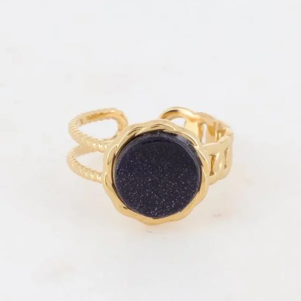 Sormus, BOHM PARIS | Bague Luce -dorée avec pierre de sable bleu