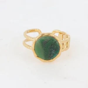 Sormus, BOHM PARIS | Bague Luce -dorée avec jaspe vert