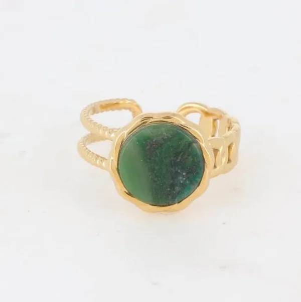 Sormus, BOHM PARIS | Bague Luce -dorée avec jaspe vert