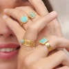 Sormus, BOHM PARIS | Bague Luce -dorée avec amazonite
