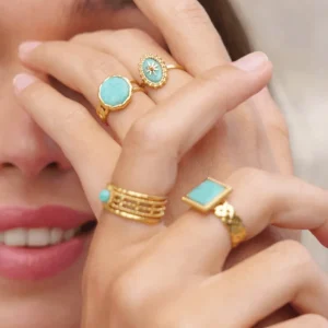 Sormus, BOHM PARIS | Bague Luce -dorée avec amazonite