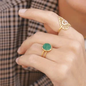 Sormus, BOHM PARIS | Bague Luce -dorée avec jaspe vert