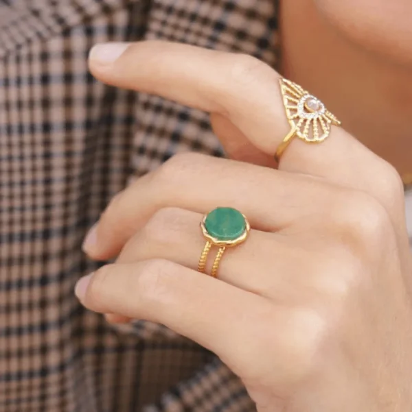Sormus, BOHM PARIS | Bague Luce -dorée avec jaspe vert