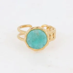 Sormus, BOHM PARIS | Bague Luce -dorée avec amazonite