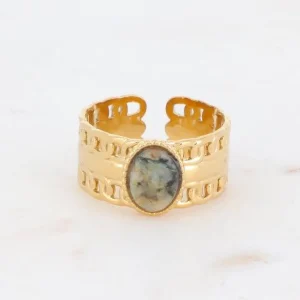 Sormus, BOHM PARIS | Bague Maillée -dorée avec turqoise africaine
