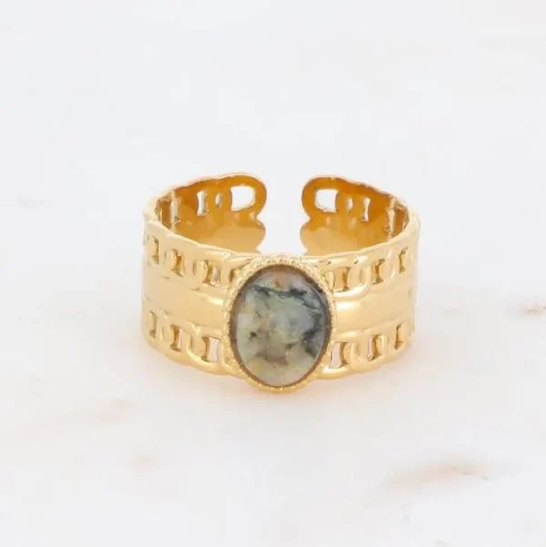 Sormus, BOHM PARIS | Bague Maillée -dorée avec turqoise africaine