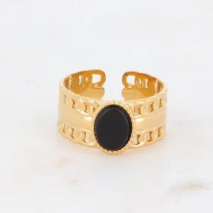 Sormus, BOHM PARIS | Bague Maillée -dorée avec onyx