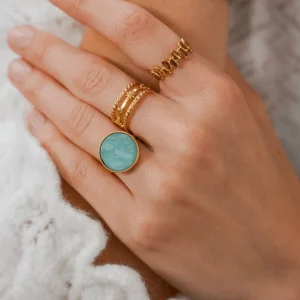 Sormus, BOHM PARIS | Bague Maxine -amazoniitti/kulta