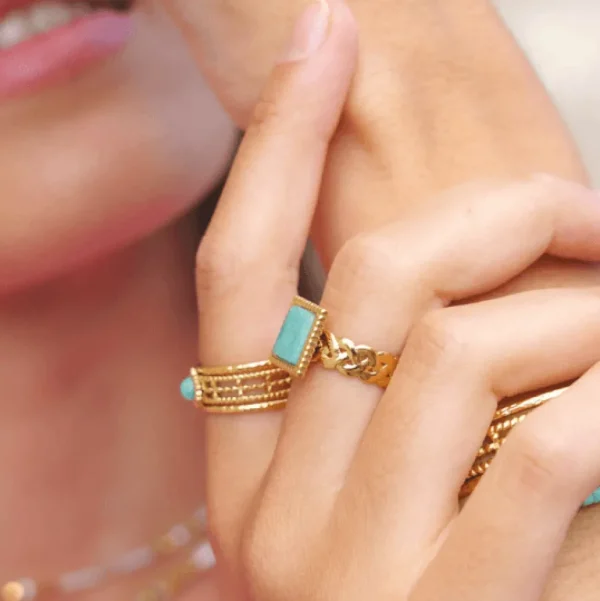 Sormus, BOHM PARIS | Bague Maude -dorée avec amazonite