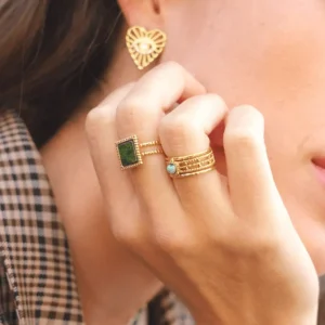 Sormus, BOHM PARIS | Bague Maude -dorée avec jaspe vert