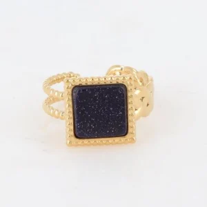 Sormus, BOHM PARIS | Bague Maude -dorée avec pierre de sable bleu