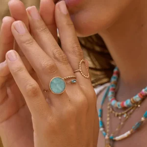 Sormus, BOHM PARIS | Bague Maxine -labradoriitti/kulta