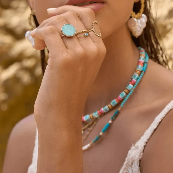 Sormus, BOHM PARIS | Bague Maxine -maisema jaspis/kulta