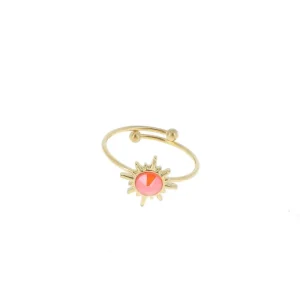 Sormus, BOHM PARIS | Bague Melany dorée avec cristal electric orange