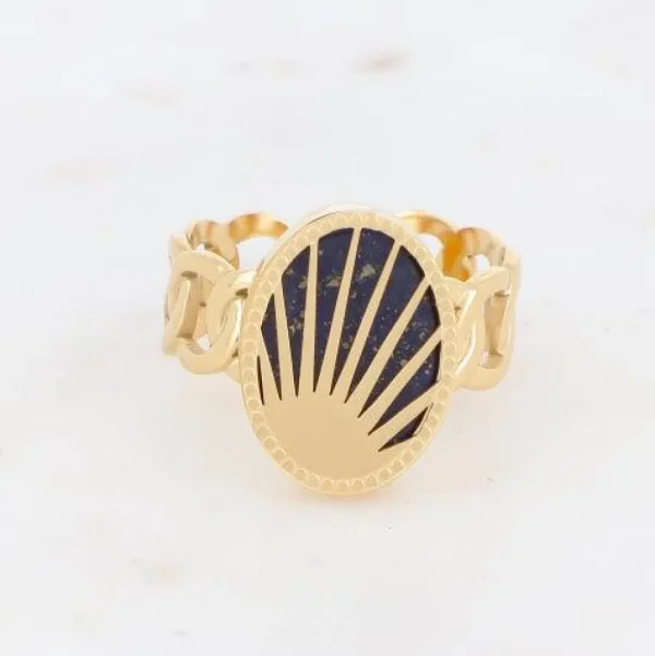 Sormus, BOHM PARIS | Bague Ovale -dorée avec lapis lazuli