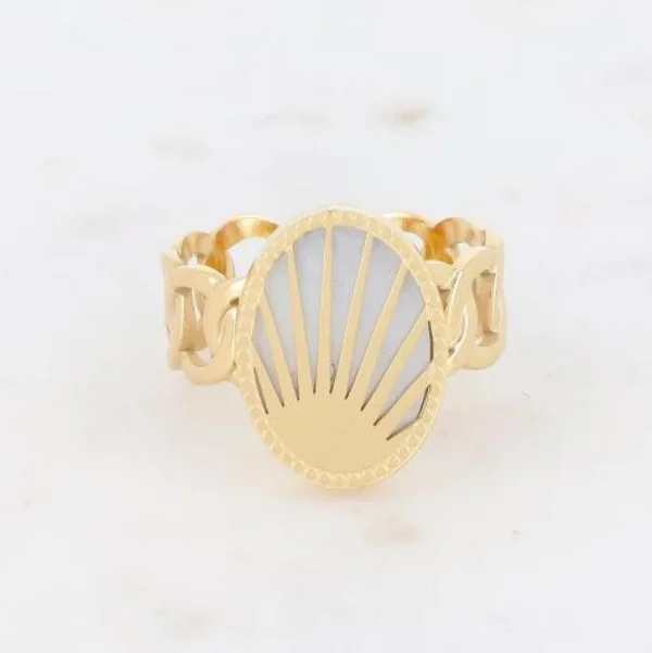 Sormus, BOHM PARIS | Bague Ovale -valkoinen helmiäinen