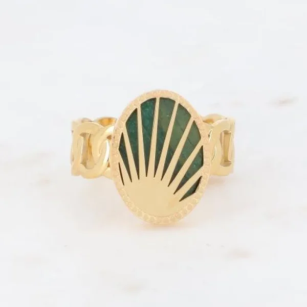 Sormus, BOHM PARIS | Bague Ovale -dorée avec jaspe vert