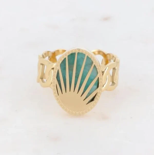 Sormus, BOHM PARIS | Bague Ovale-dorée avec amazonite