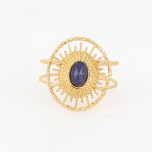 Sormus, BOHM PARIS | Bague Veda -dorée avec lapis lazuli
