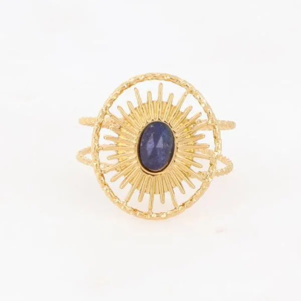 Sormus, BOHM PARIS | Bague Veda -dorée avec lapis lazuli