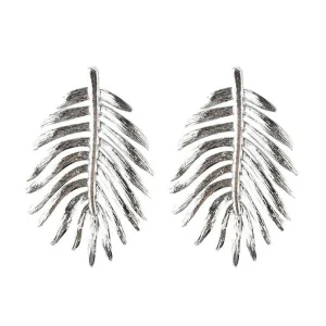 Statement-korvakorut, Large Bohemian Leaf Earrings in Silver