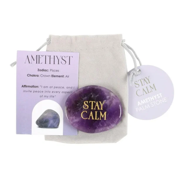 Stay Calm Amethyst -ametisti kämmenkivi "pysy tyynenä"