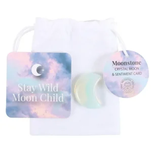 Stay Wild Moon Child -opaliitti kuunsirppi onnenkivi lahjapussissa