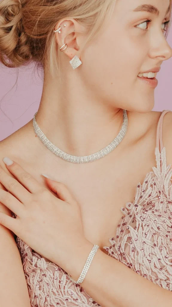 Strassikaulakoru, ROMANCE | Thalia -hopeanvärinen juhlakaulakoru